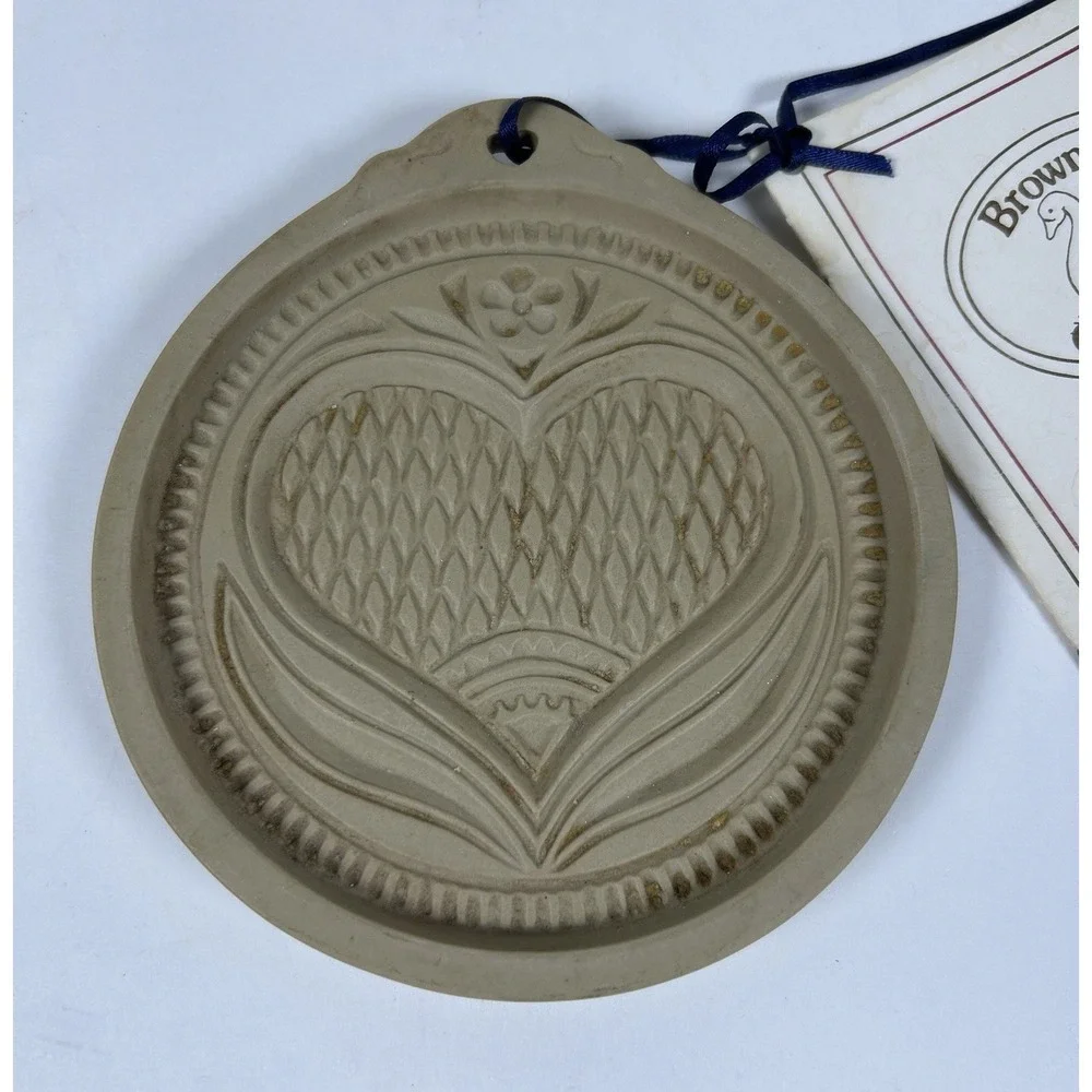 Brown Bag Cookie Art lot of 2 Goose Heart Stoneware Mold